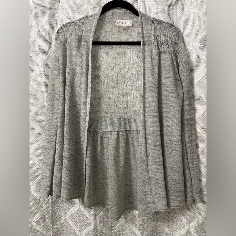 Delicate, knit, shear, cardigan.